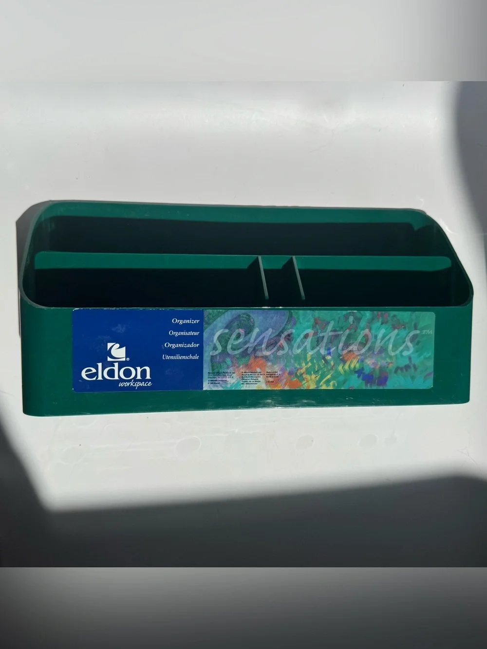 VTG 80s Eldon Desk Organizer Forest Green Acrylic Wall Option New! Office Work